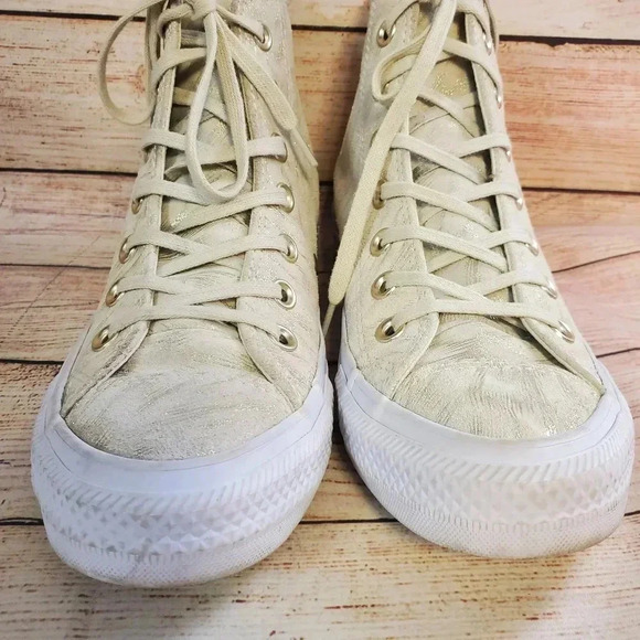 Converse Womens 6.5 Chuck Tayler All Star Suede Buff Buff White Sneakers - Picture 3 of 10